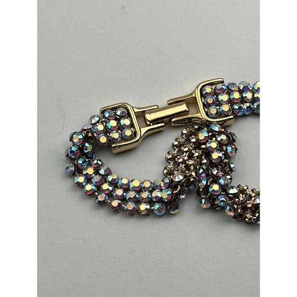 Swarovski Swan Logo Golden Shadow Mesh Clim AB Crystal Bracelet 7.5" - Picture 8 of 9